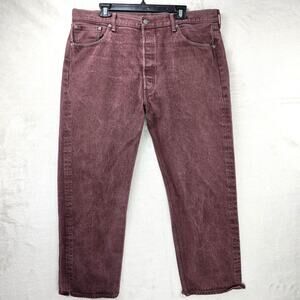 Levis 501xx Jeans Mens 42x32 (Actual 40x29) Maroon Denim Straight Leg Grunge